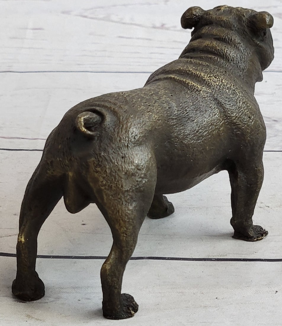 Miniature Brown Patina English Bulldog Dog Bronze Sculpture - 4