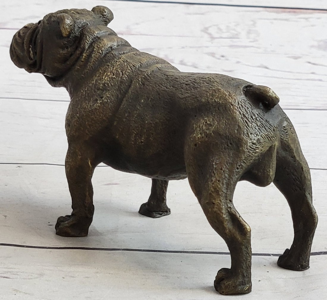Miniature Brown Patina English Bulldog Dog Bronze Sculpture - 5