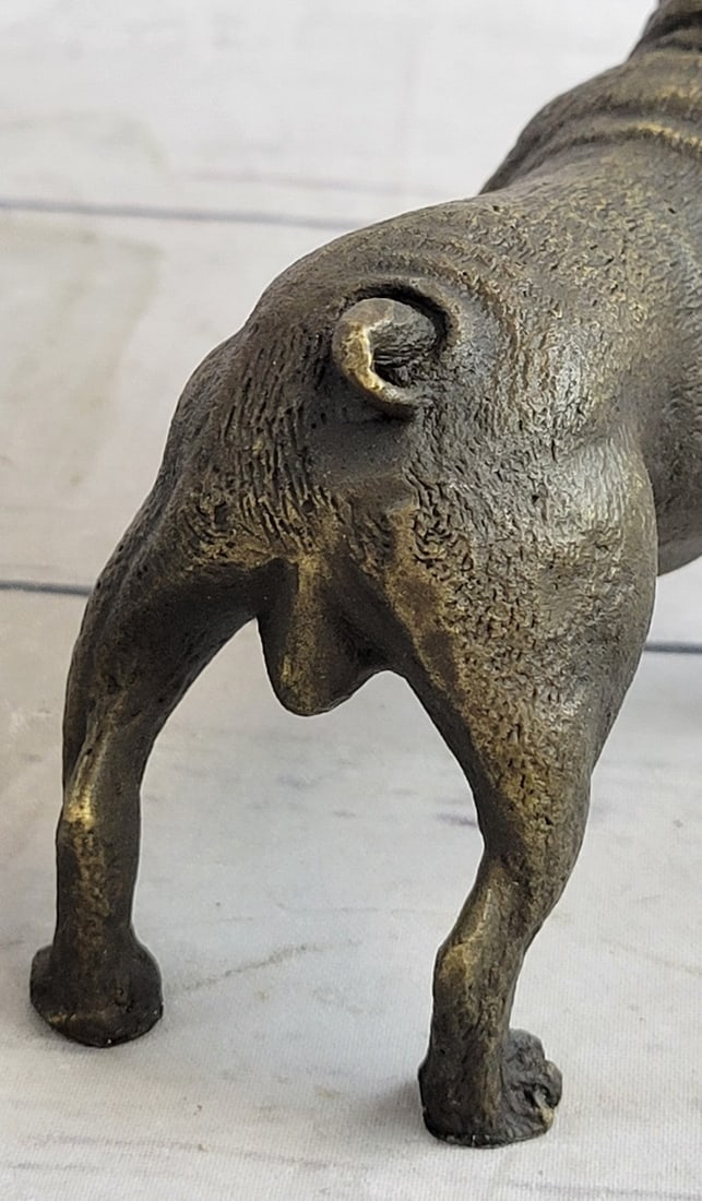 Miniature Brown Patina English Bulldog Dog Bronze Sculpture - 9