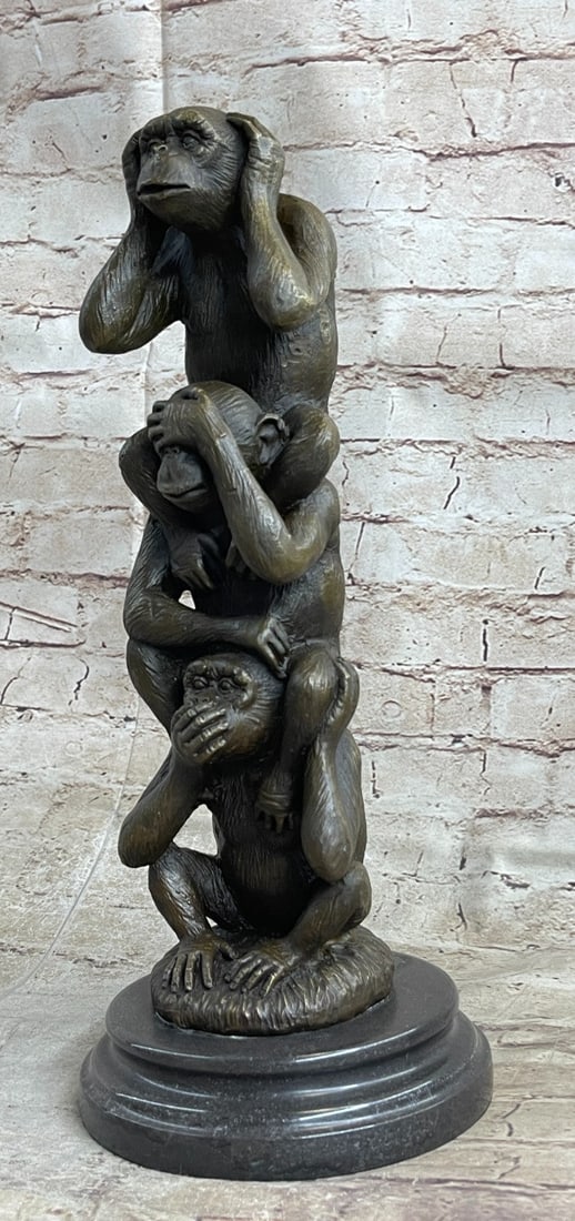 Three Wise Monkey Bronze Sculpture (1 of 9)