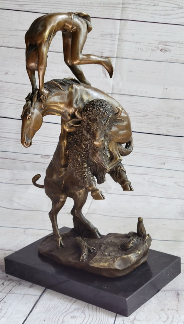 Buffalo and Horse Bronze Sculpture (1 of 9)