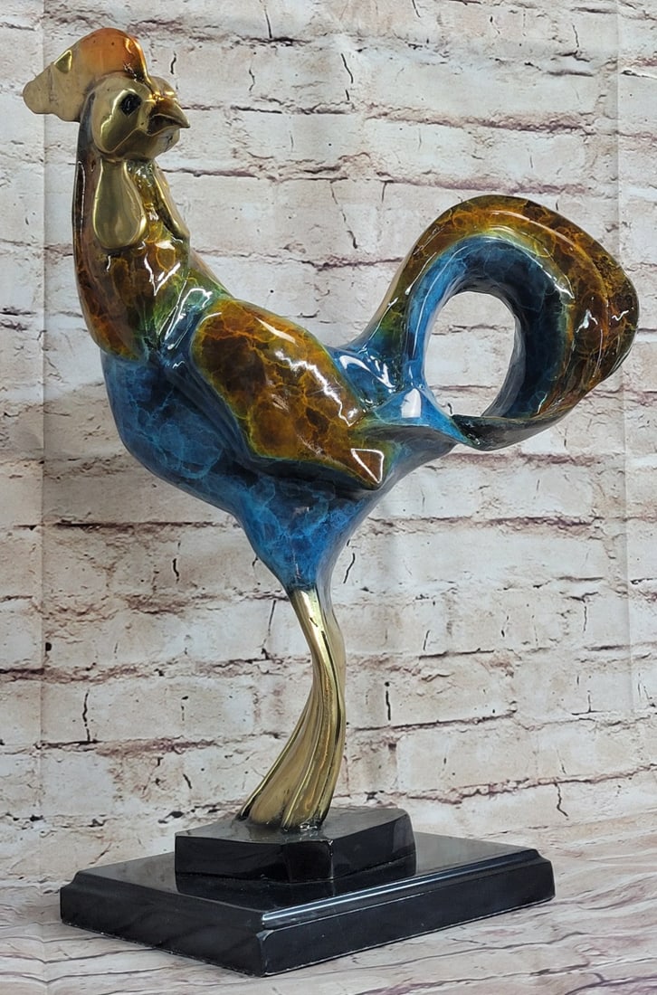 Rooster Special Patina Bronze Sculpture (1 of 9)