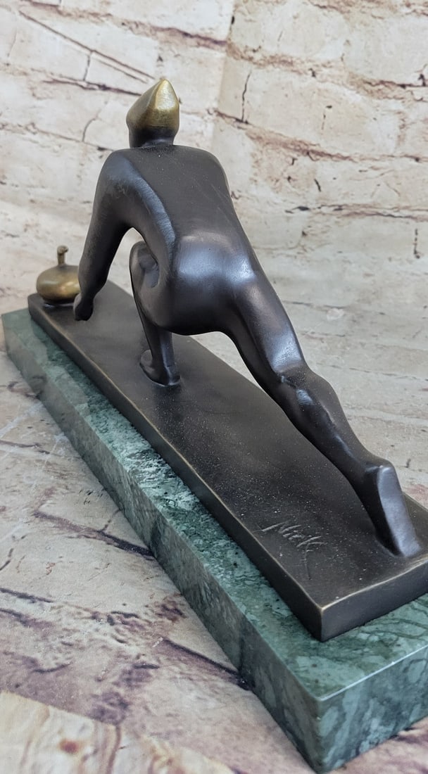 Curling Bronze Sculpture - 4
