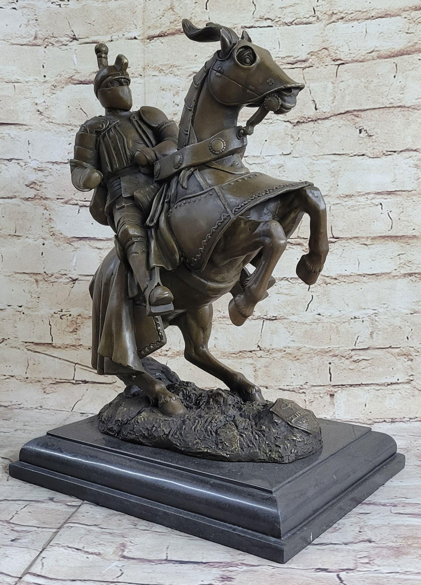 Bold Knight in Plated Armor Bronze Sculpture (1 of 10)
