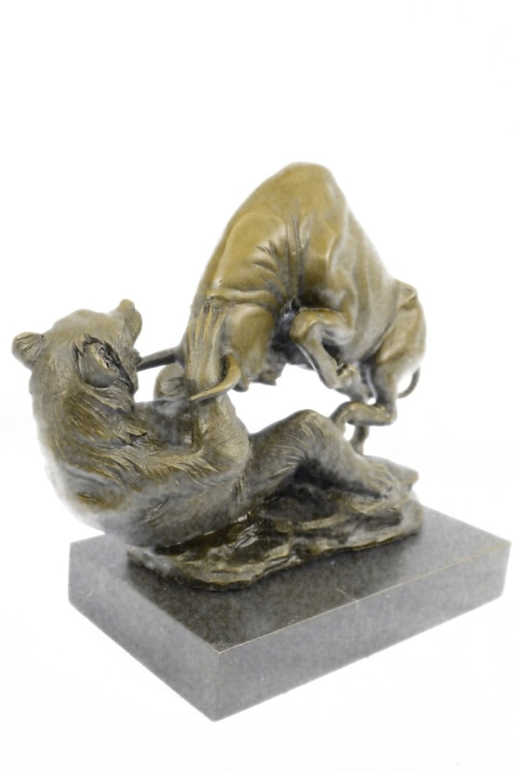 Stock Market Bull Vs Bear Bronze Sculpture - 3