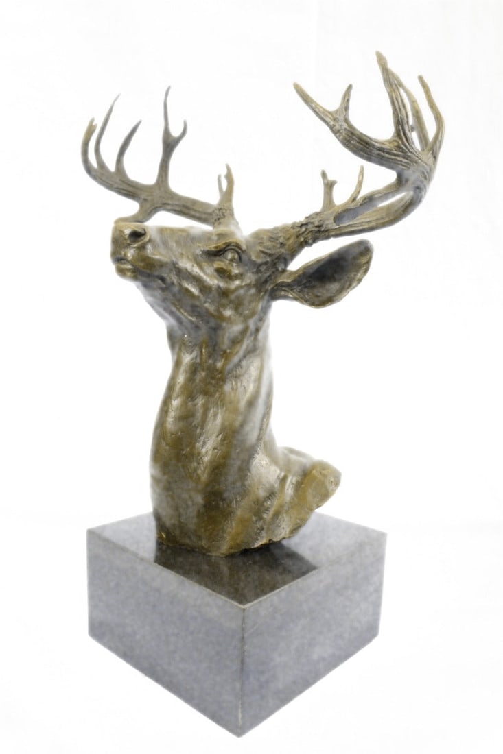 Elk Bust Bronze Sculpture - 9
