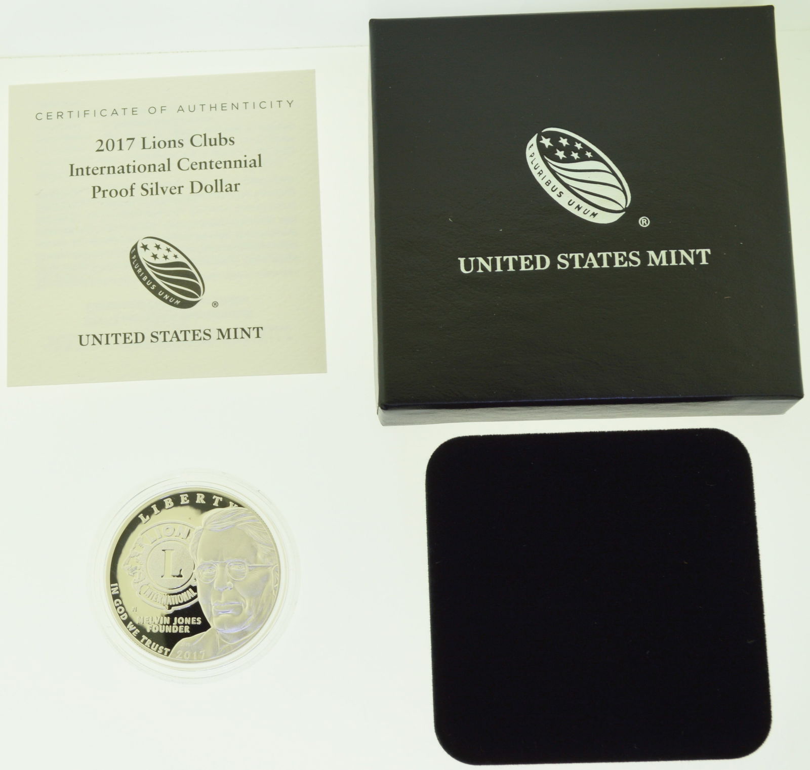 2017-P Lions Club International Centennial Silver Dollar – Proof, U.S. Mint, Box & COA: Celebrate a century of service with this 2017-P Lions Club International Centennial Proof Silver Dollar from the U.S. Mint. Struck in .999 fine silver, this proof coin features exceptional detail with