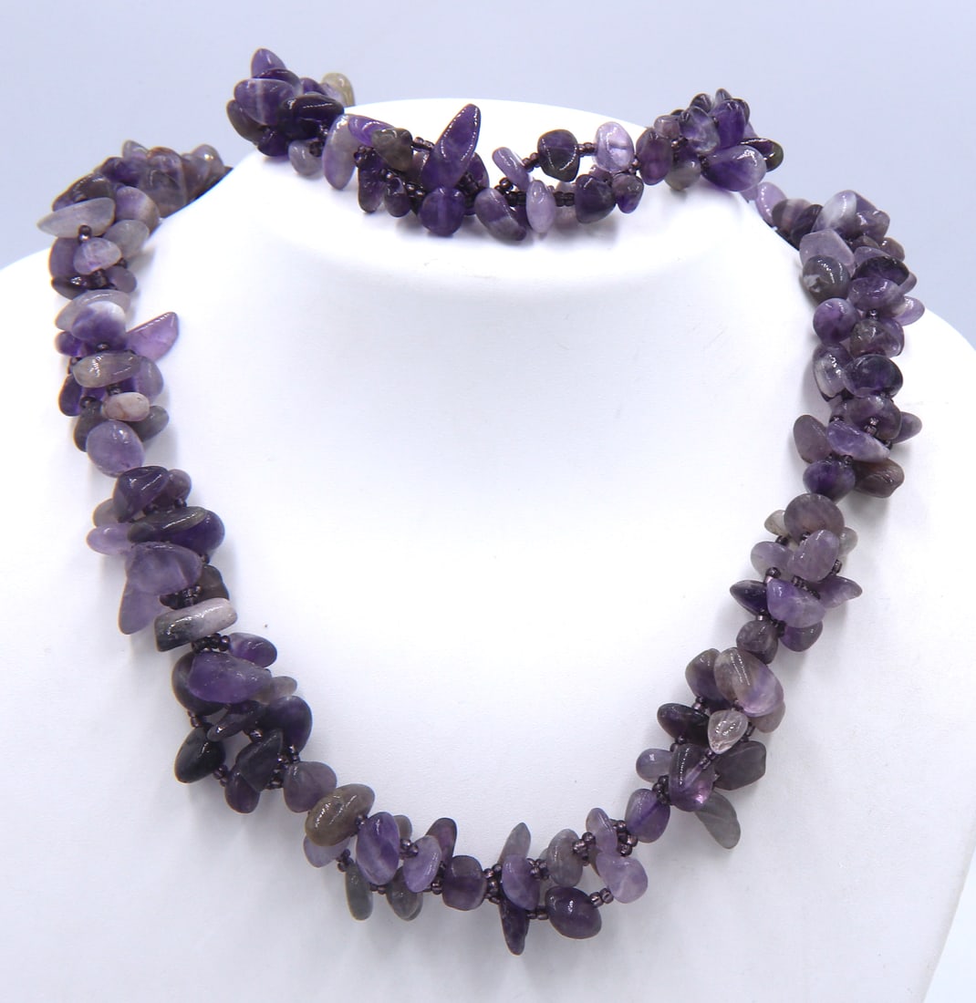 Amethyst necklace with matching bracelet (1 of 8)
