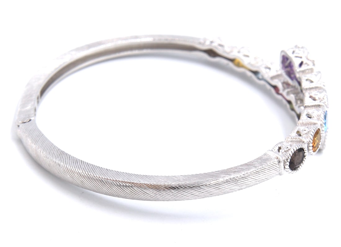 Judith Ripka multi color stone bypass bangle - 6