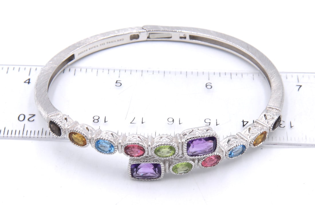 Judith Ripka multi color stone bypass bangle - 7