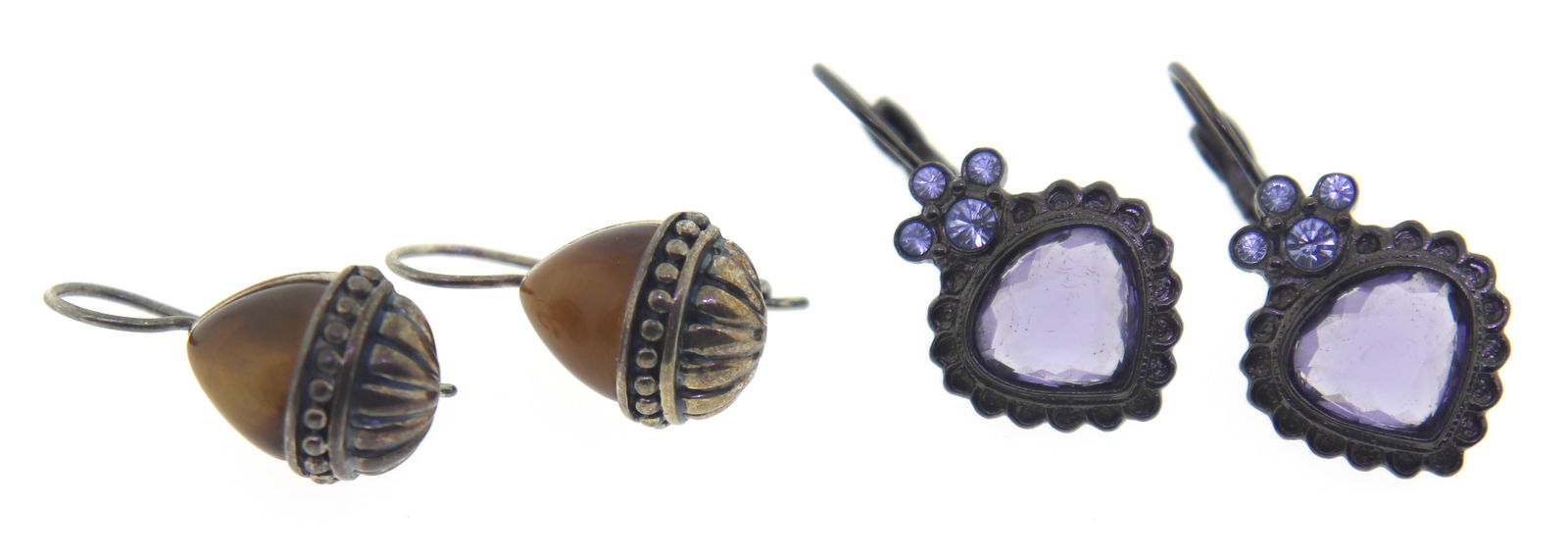 Lot of 2 Gemstone Dangle Earrings: 925 Sterling Silver Lot of 2 Gemstone Dangle Earrings. 13.88 Grams.