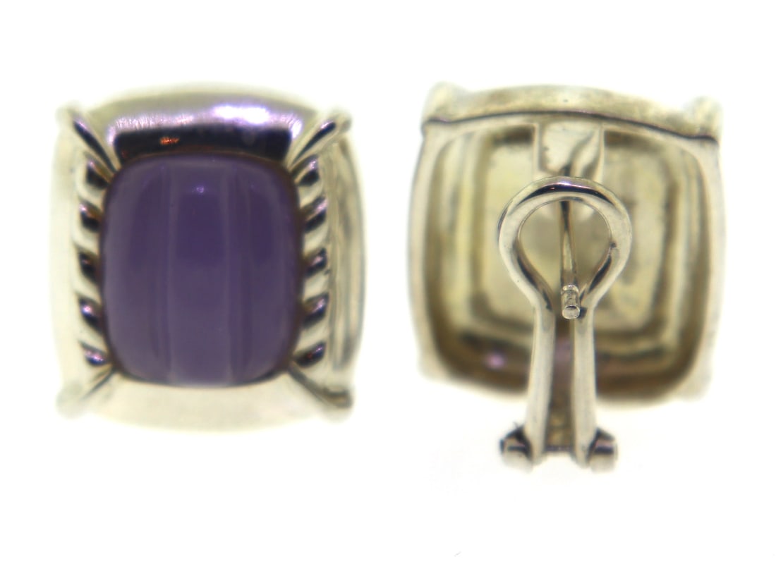 Judith Ripka Gemstone Sterling Silver Earrings: Judith Ripka 925 Sterling Silver Thailand Gemstone Earrings. 17.6 Grams.