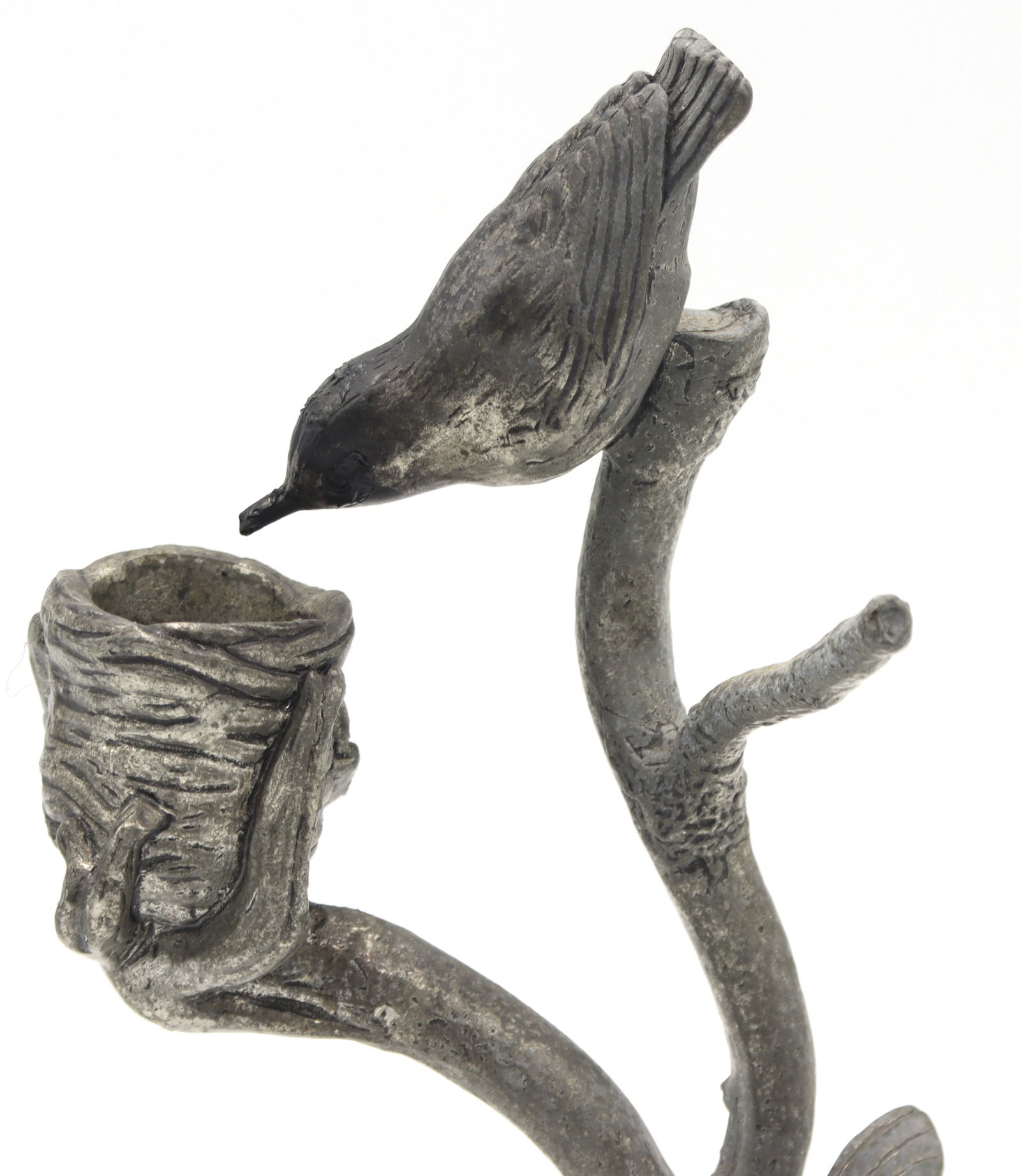 Signed Pewter silver taper dinner candle holder - 2