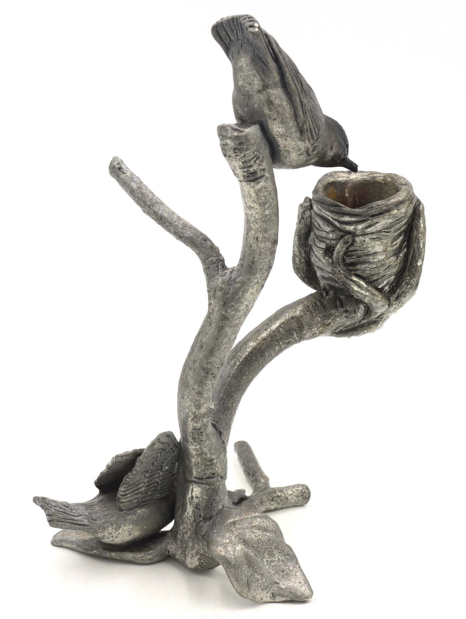 Signed Pewter silver taper dinner candle holder - 5