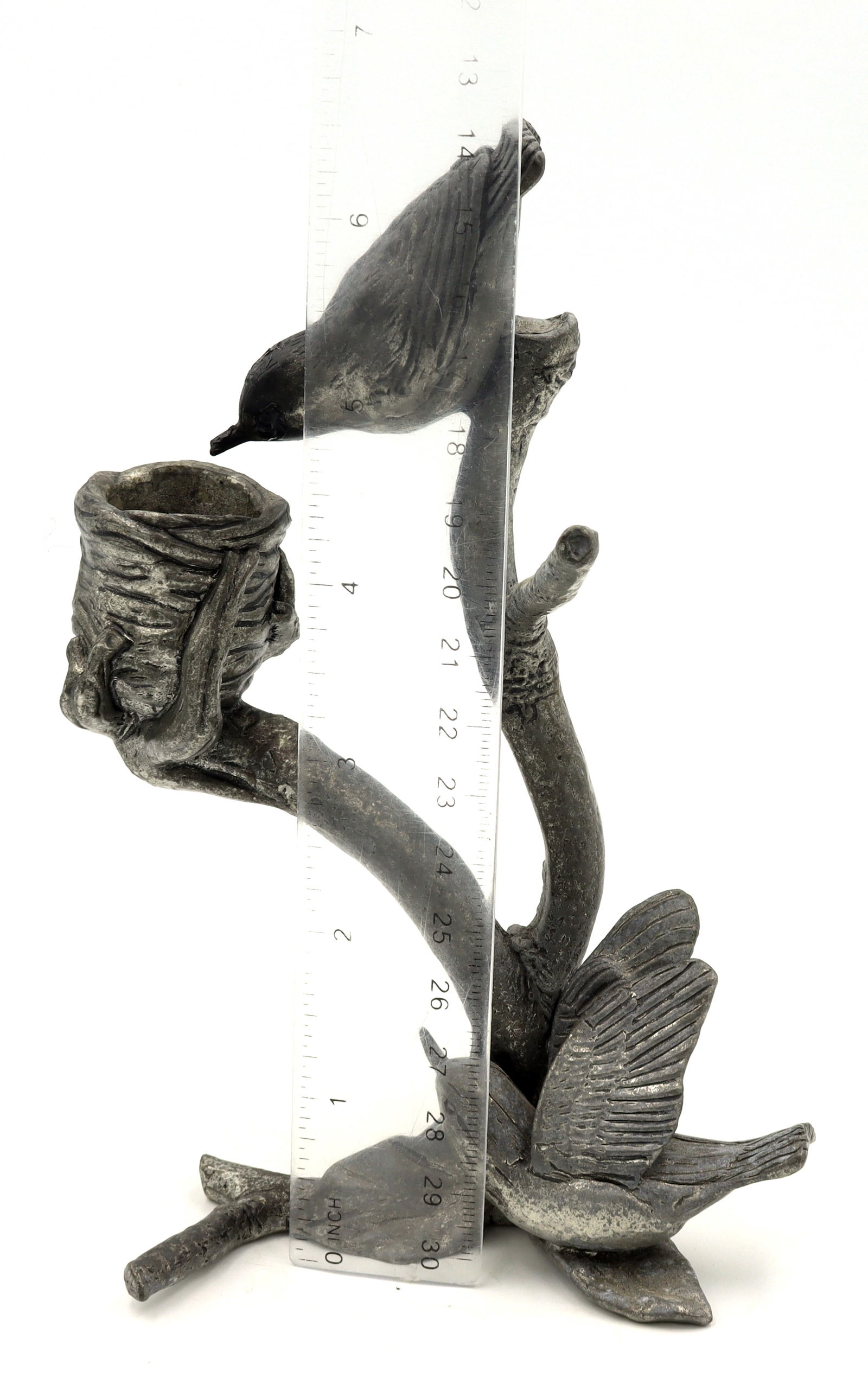 Signed Pewter silver taper dinner candle holder - 6