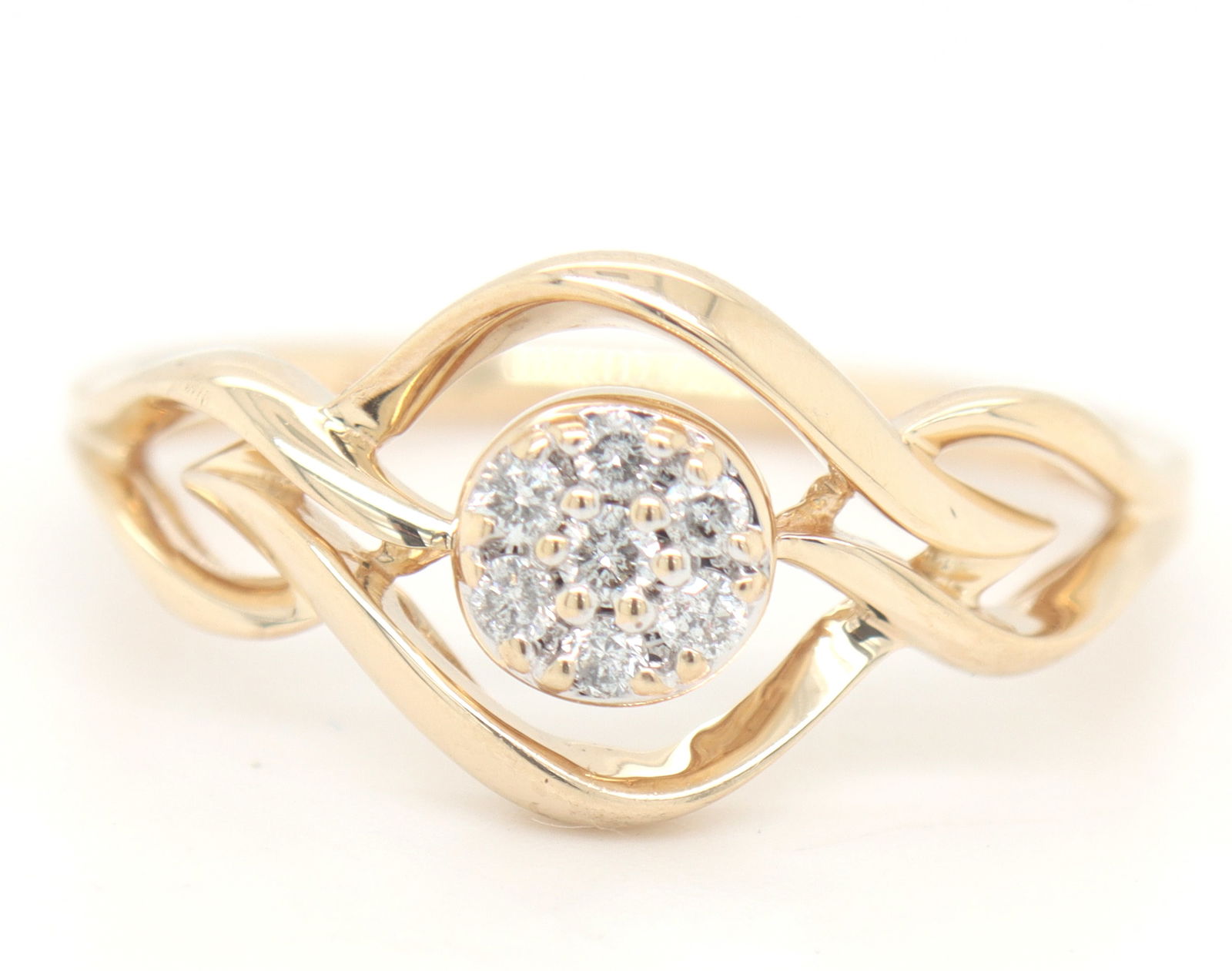 10kt Yellow gold round pave diamond Infinity ring (1 of 4)