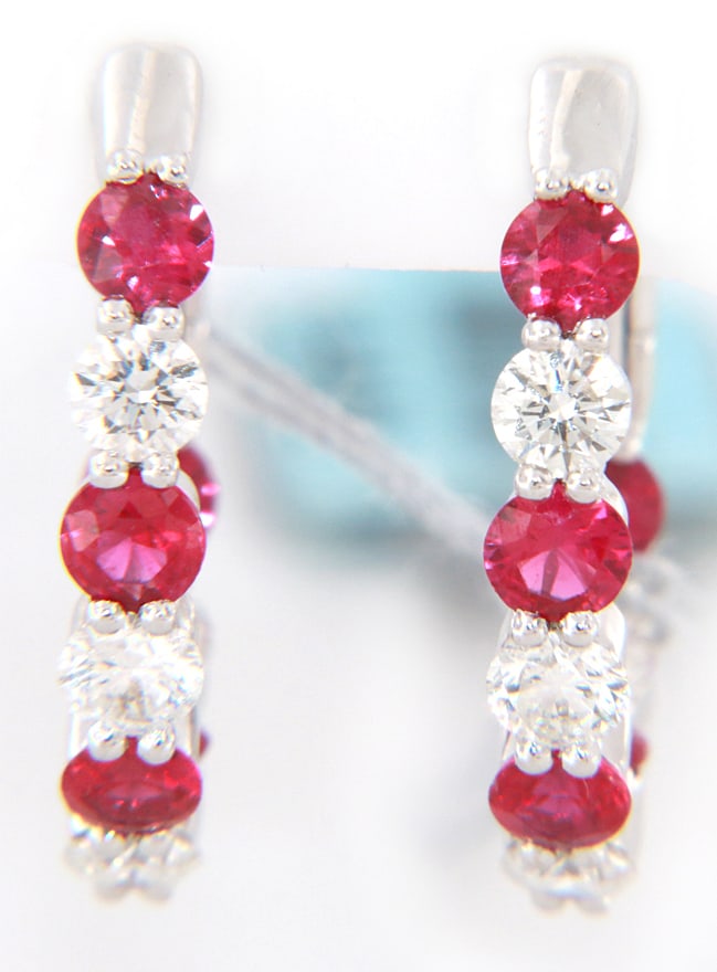 Brand New Ruby and Diamond Inside Out Hoop Earrings (1 of 6)