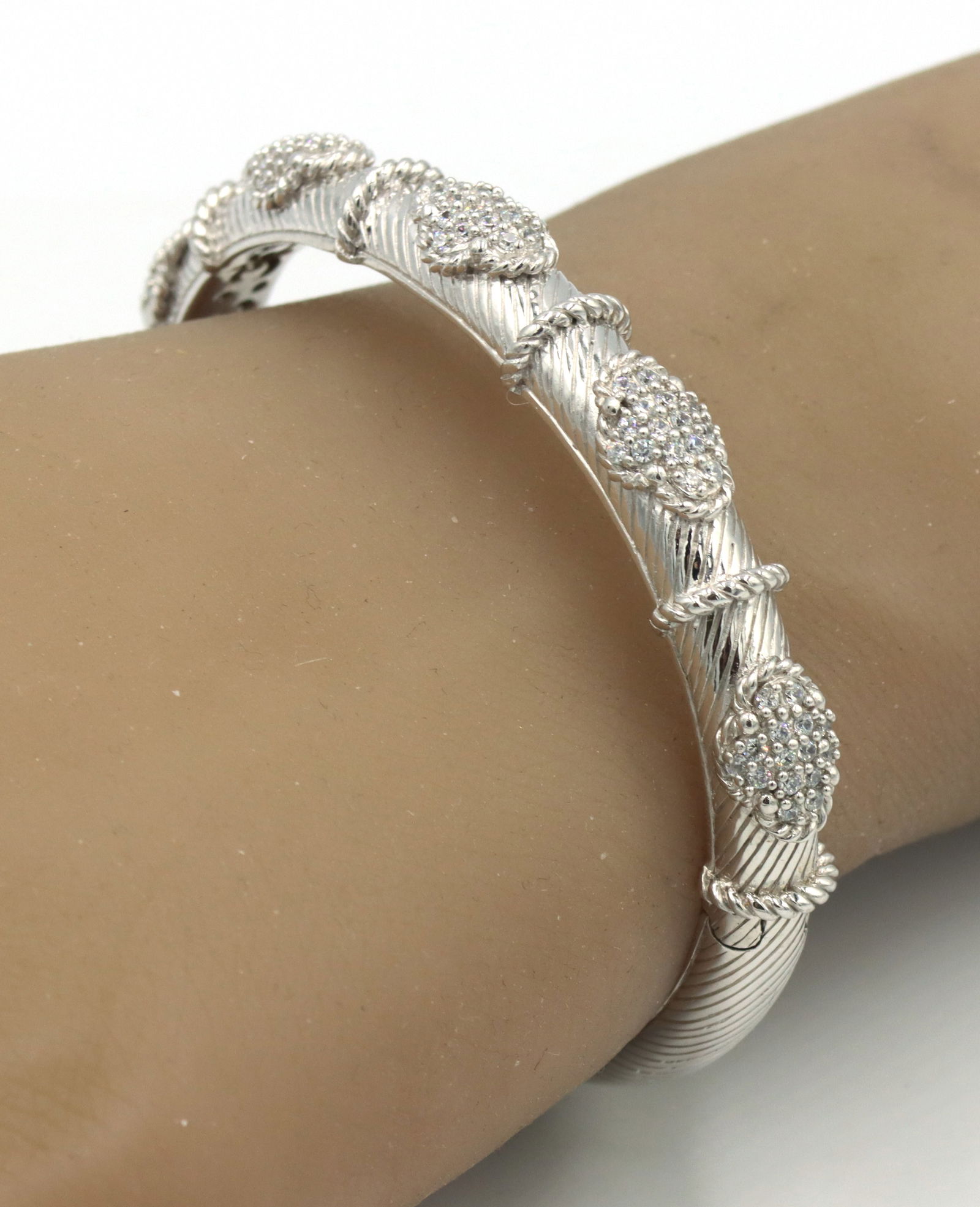 Judith Ripka CZ station hinged cuff bangle - 2