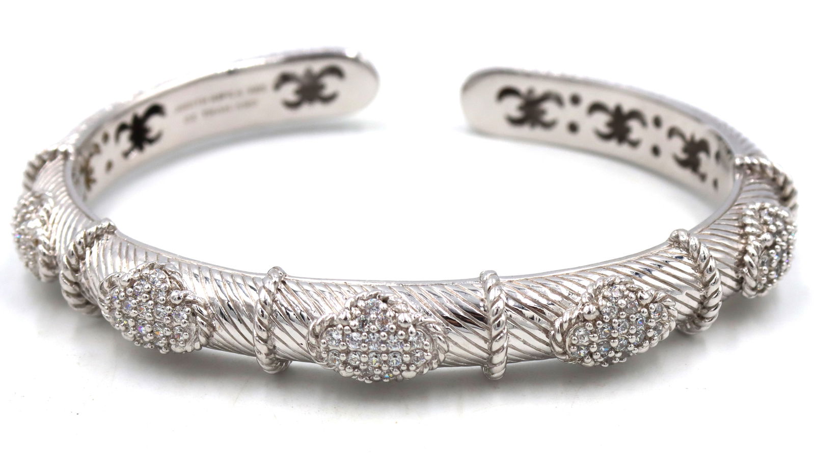 Judith Ripka CZ station hinged cuff bangle - 3