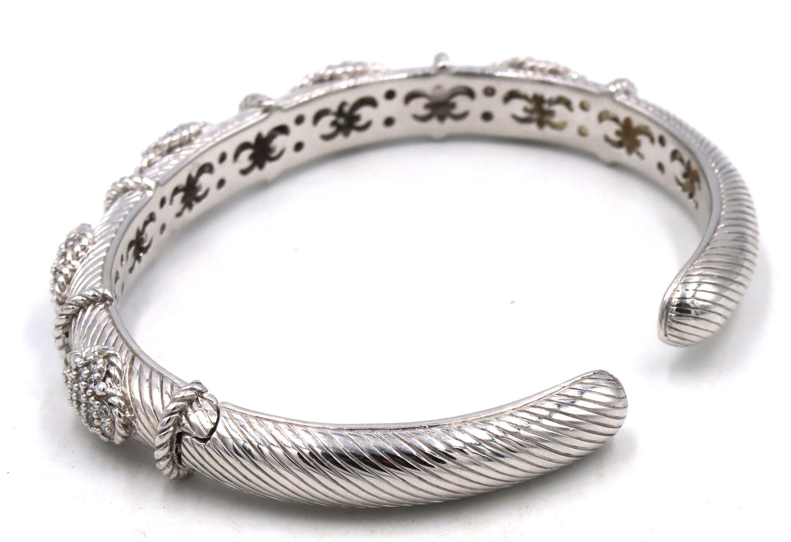 Judith Ripka CZ station hinged cuff bangle - 5