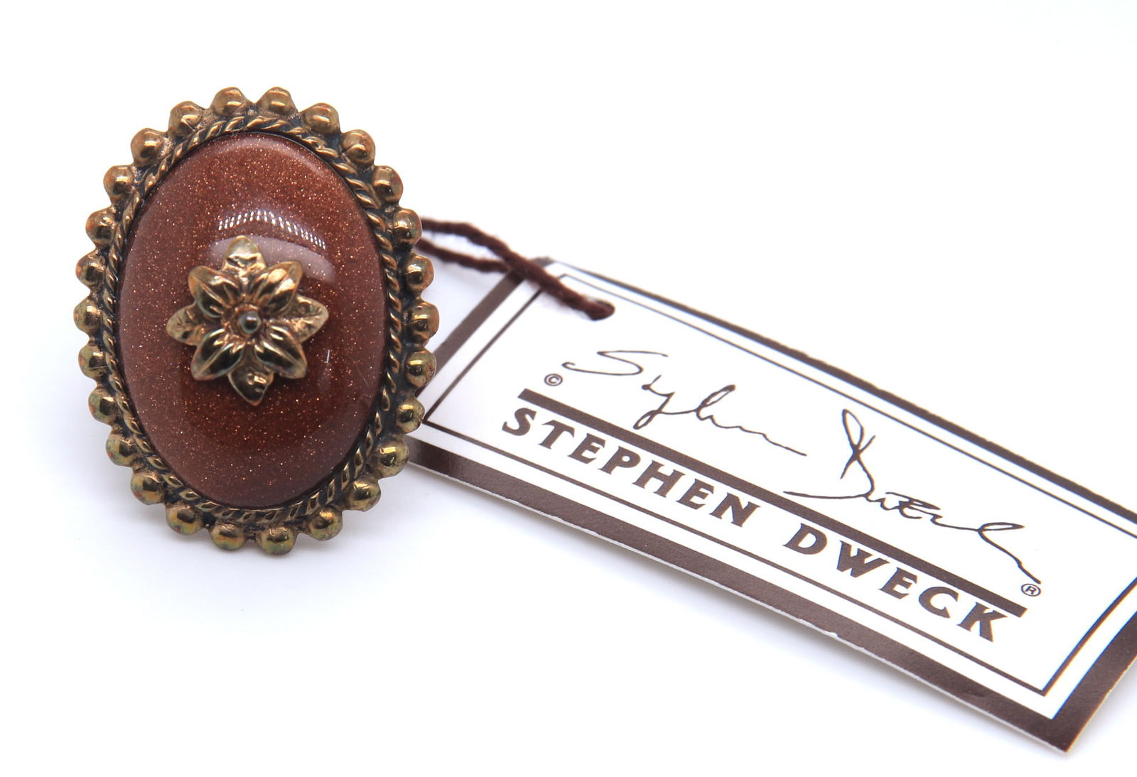 Stephen Dweck Goldstone Flower Center Ring in Bronze (1 of 4)