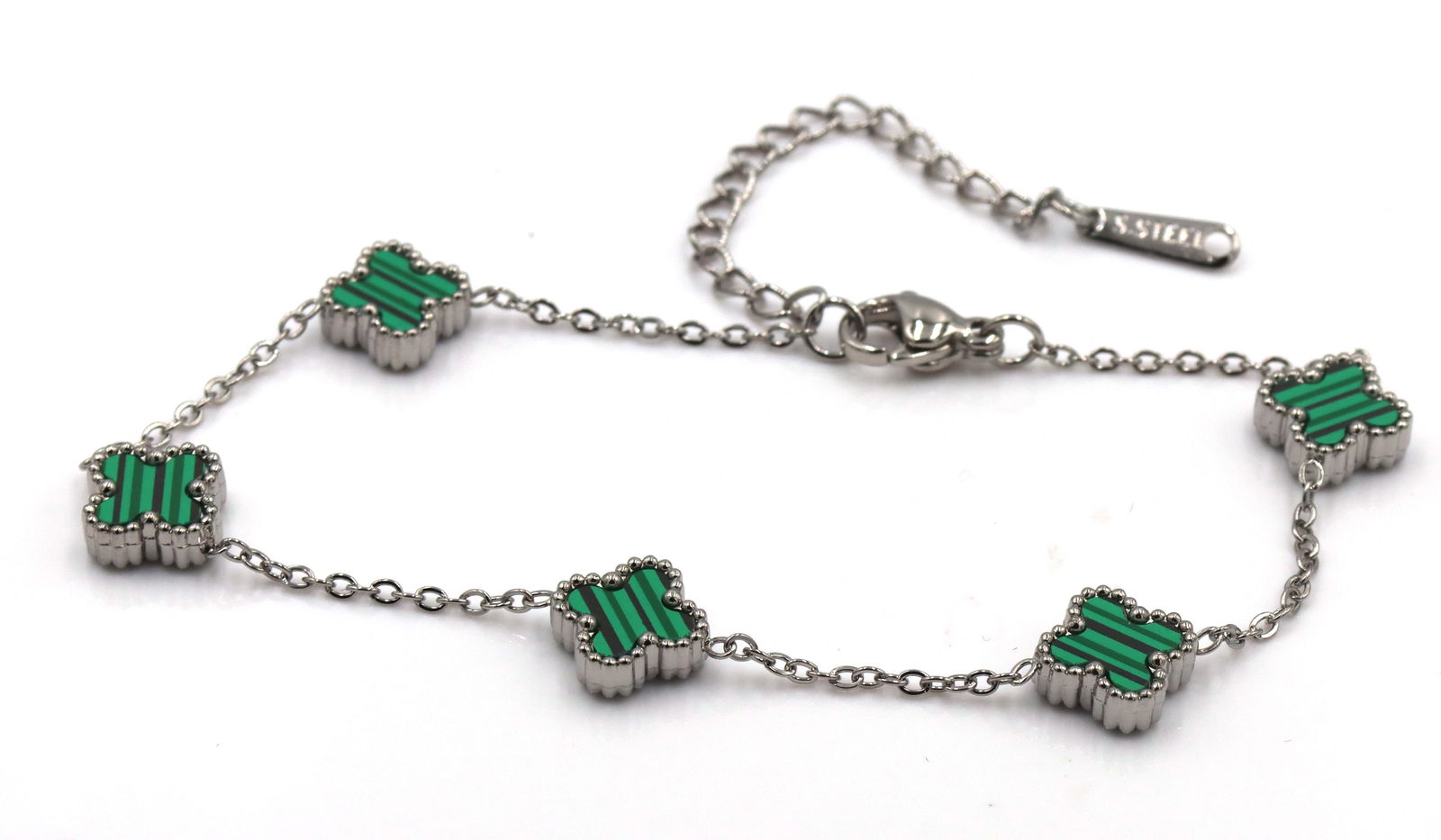 Malachite stainless steel adjustable bracelet - 3