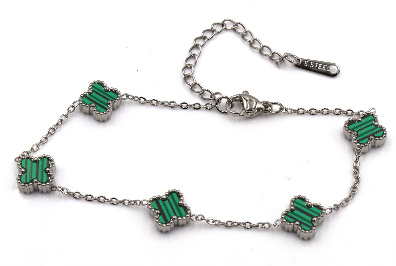 Malachite stainless steel adjustable bracelet - 5