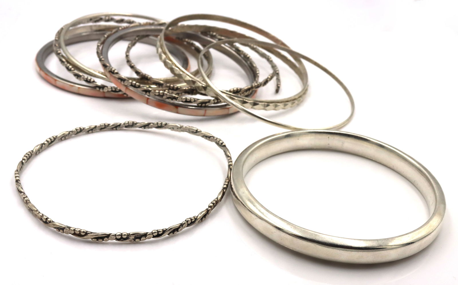 925 Sterling Silver Bangle Lot - 6