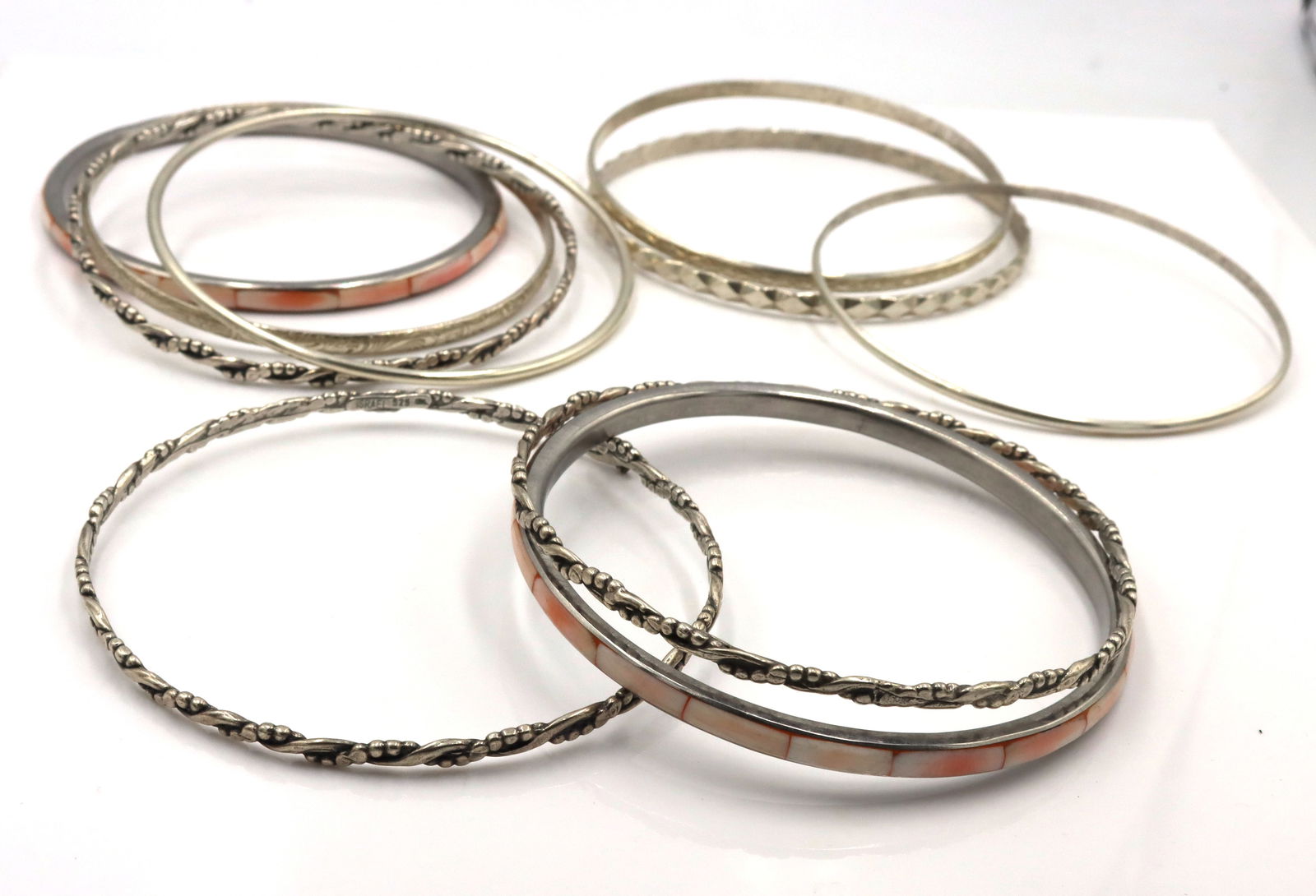 925 Sterling Silver Bangle Lot - 7