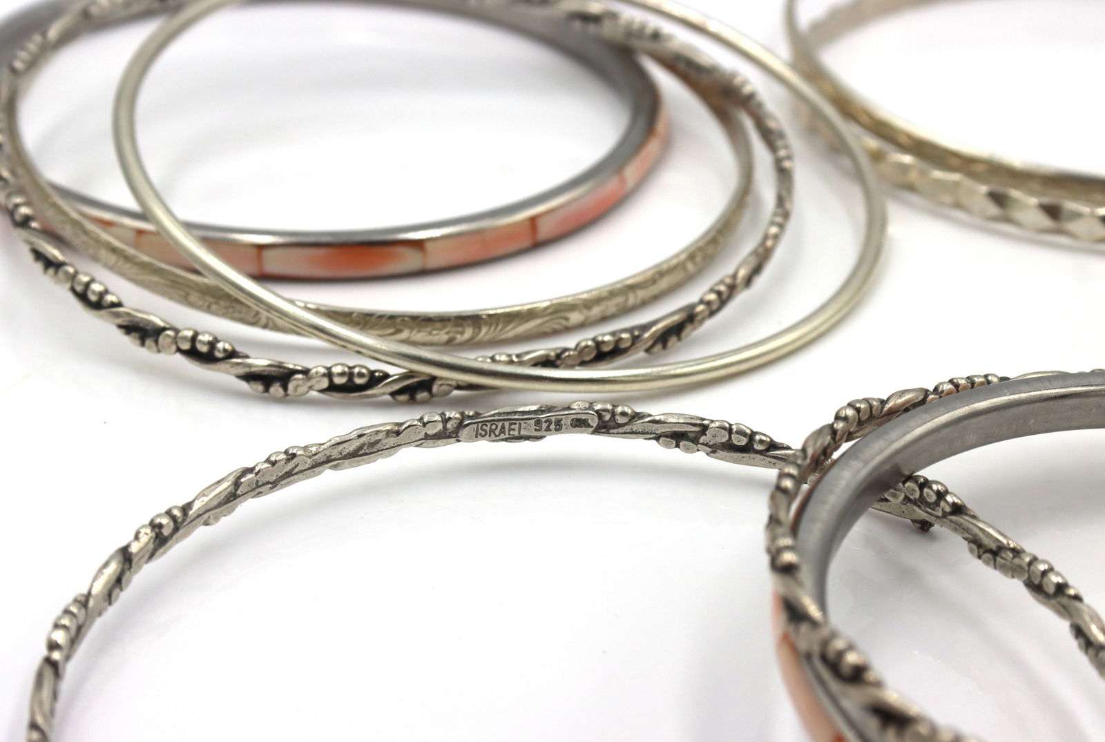 925 Sterling Silver Bangle Lot - 8