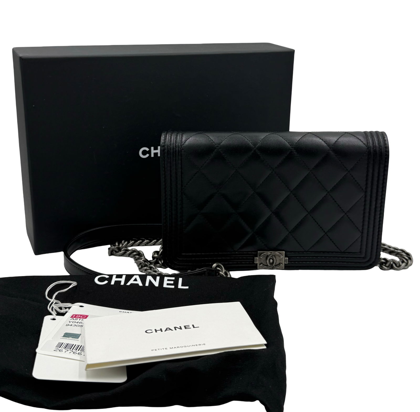 Chanel Lambskin Boy Wallet On Chain Bag W/Dust Bag & Card & Box (1 of 12)