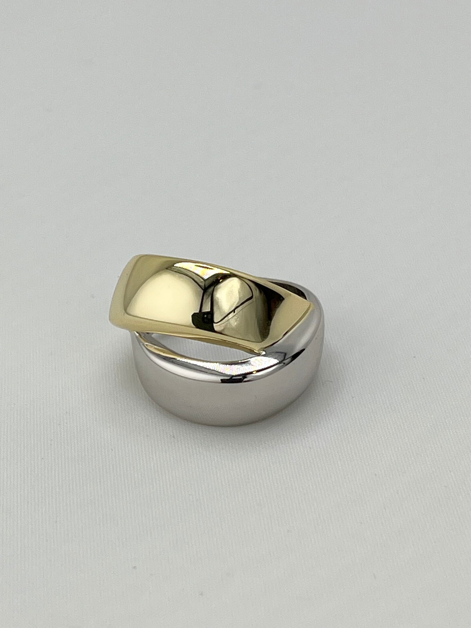 925 Sterling Silver Two Tone Crossover Ring - 2