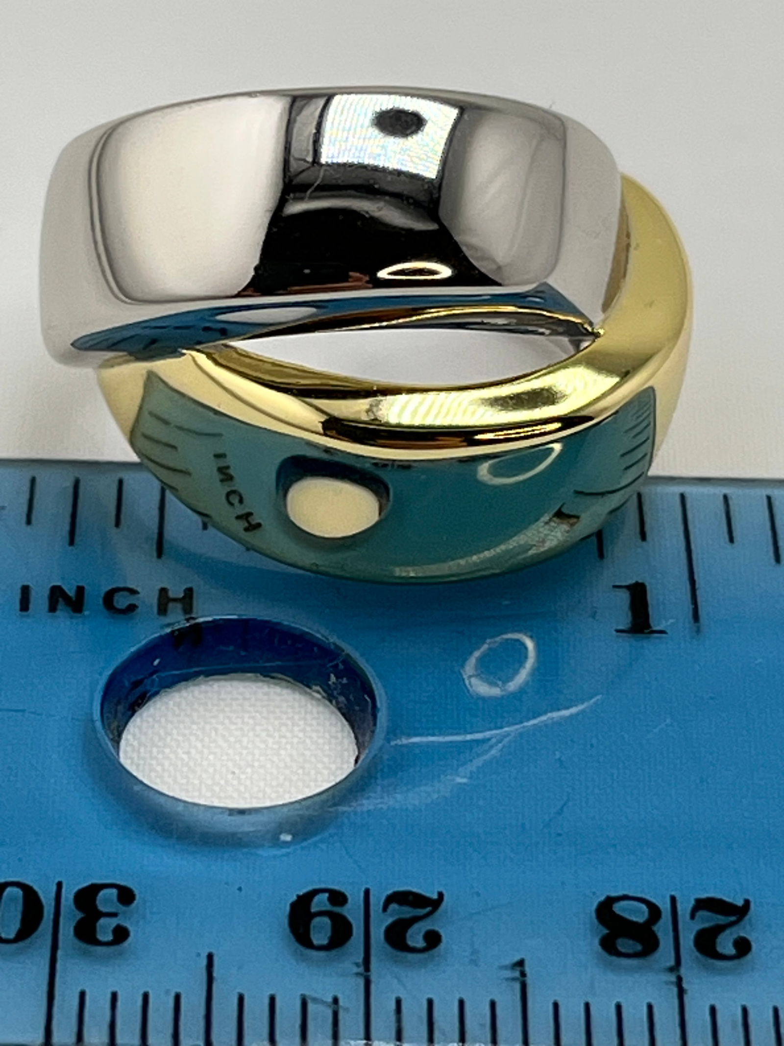 925 Sterling Silver Two Tone Crossover Ring - 5