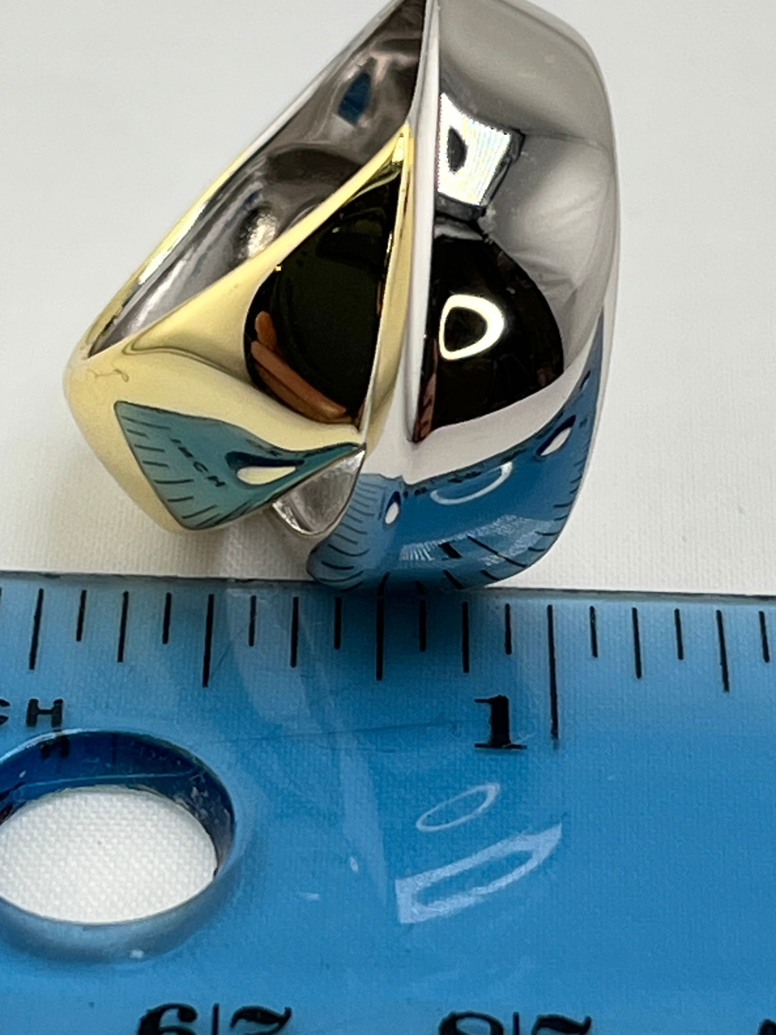 925 Sterling Silver Two Tone Crossover Ring - 6