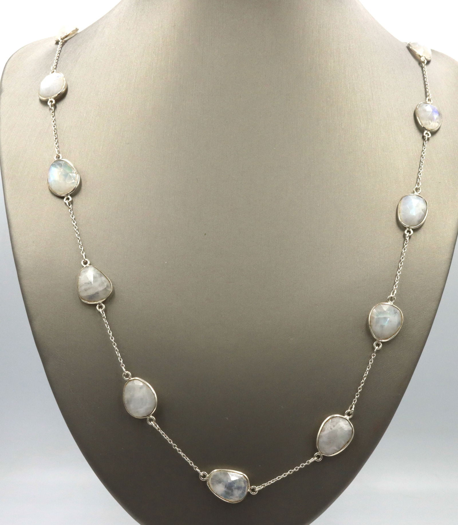 925 Sterling silver Moonstone station necklace (1 of 5)