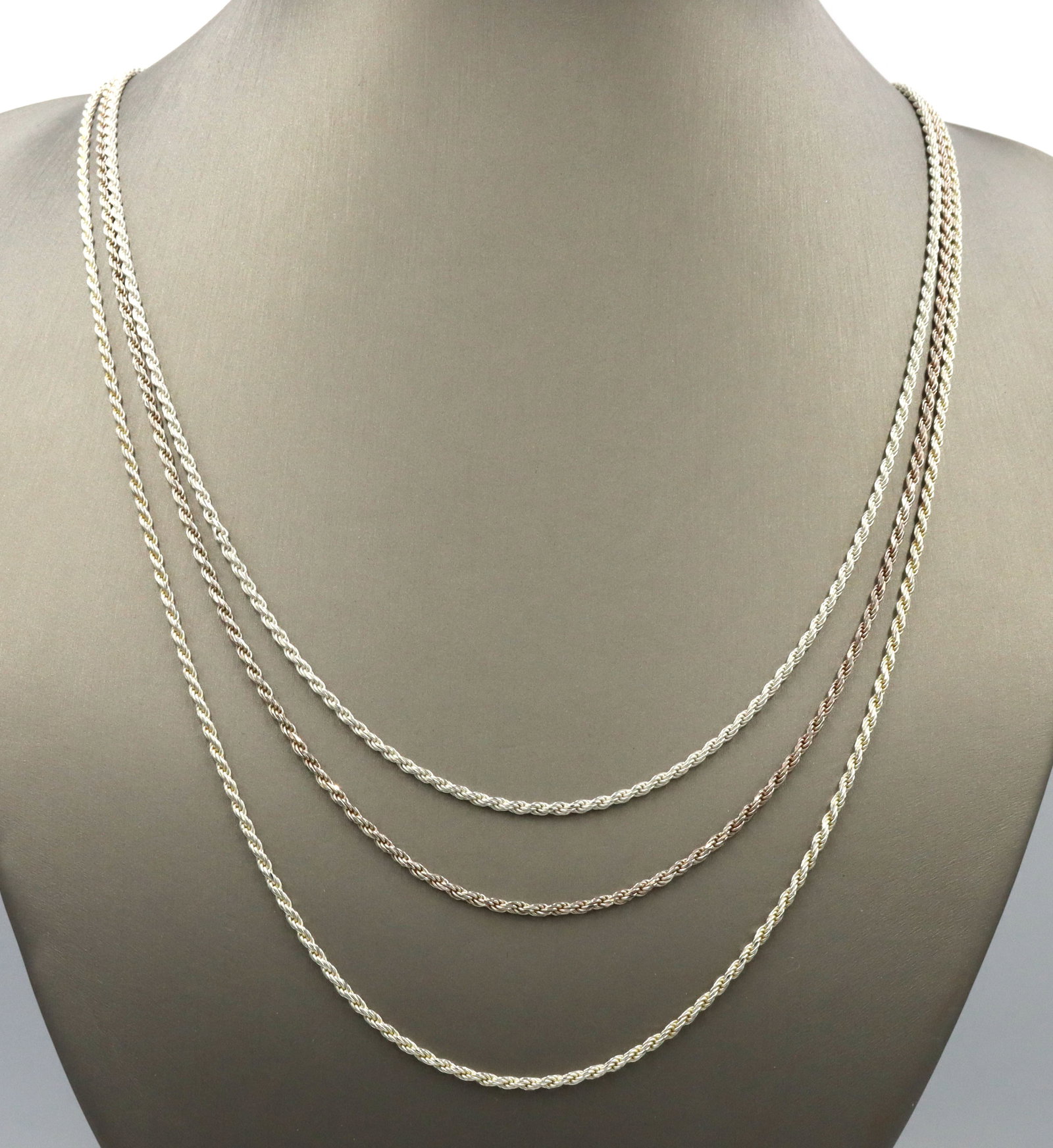 Lot of 3 Italian 925 sterling silver rope chains (1 of 4)