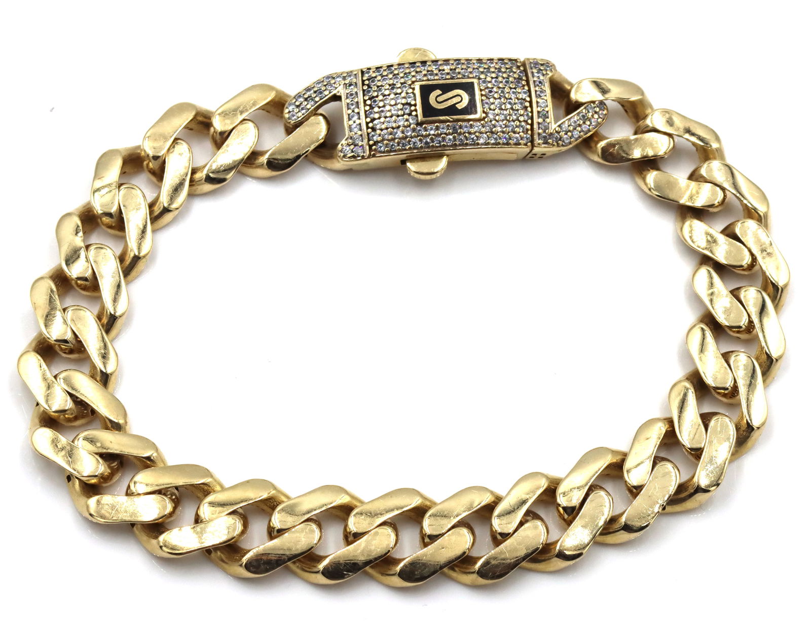 14kt Yellow gold Solid curb bracelet (1 of 4)