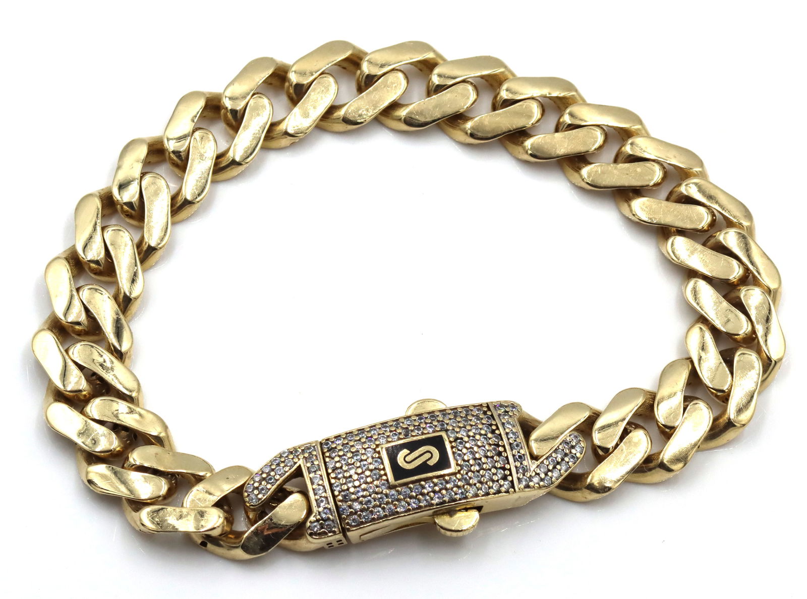 14kt Yellow gold Solid curb bracelet - 3