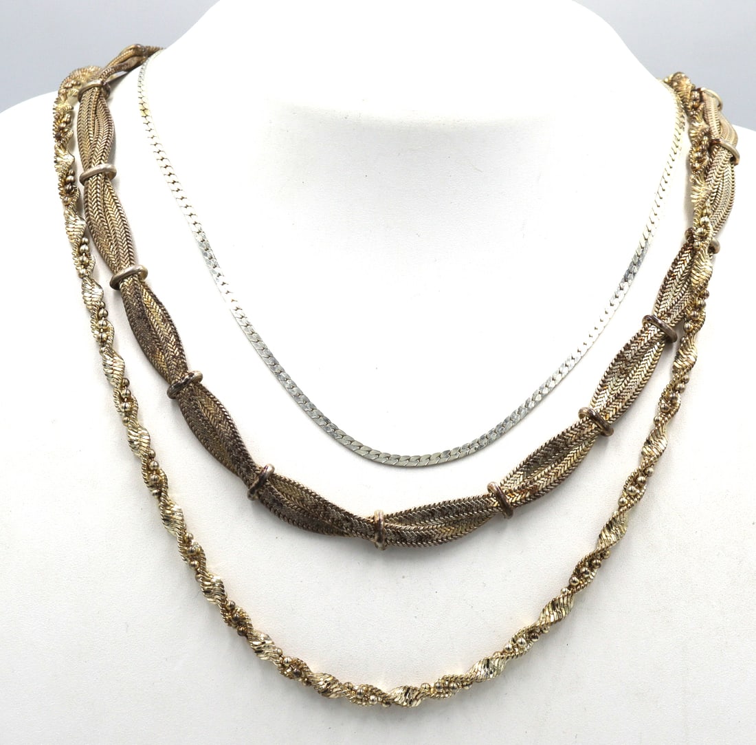 Group lot of 3 Vintage 925 sterling silver necklaces (1 of 5)