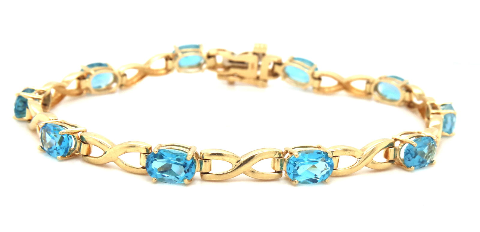 14kt Yellow gold oval blue topaz bracelet (1 of 6)
