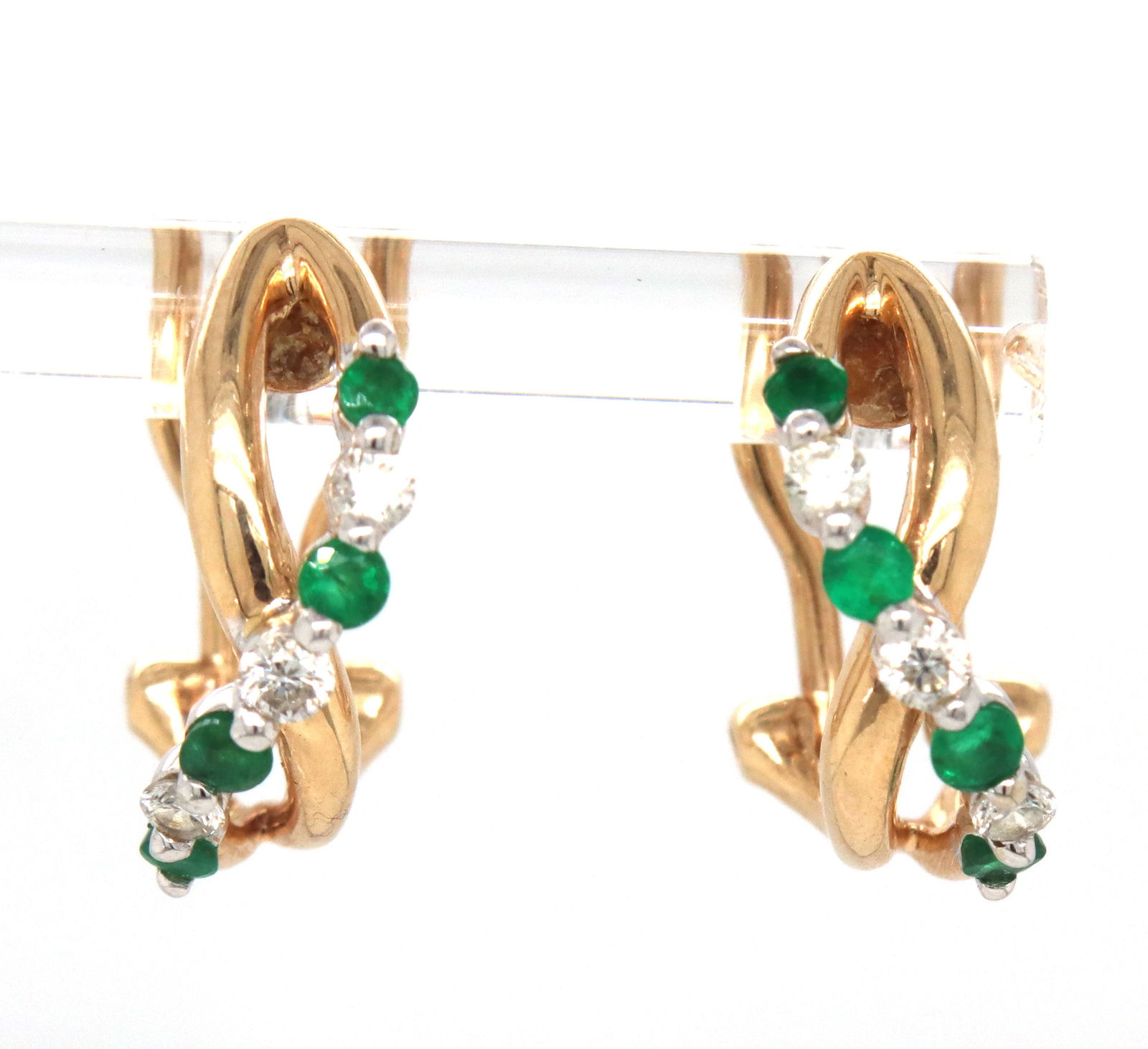 18kt Yellow gold emerald and diamond earrings (1 of 4)