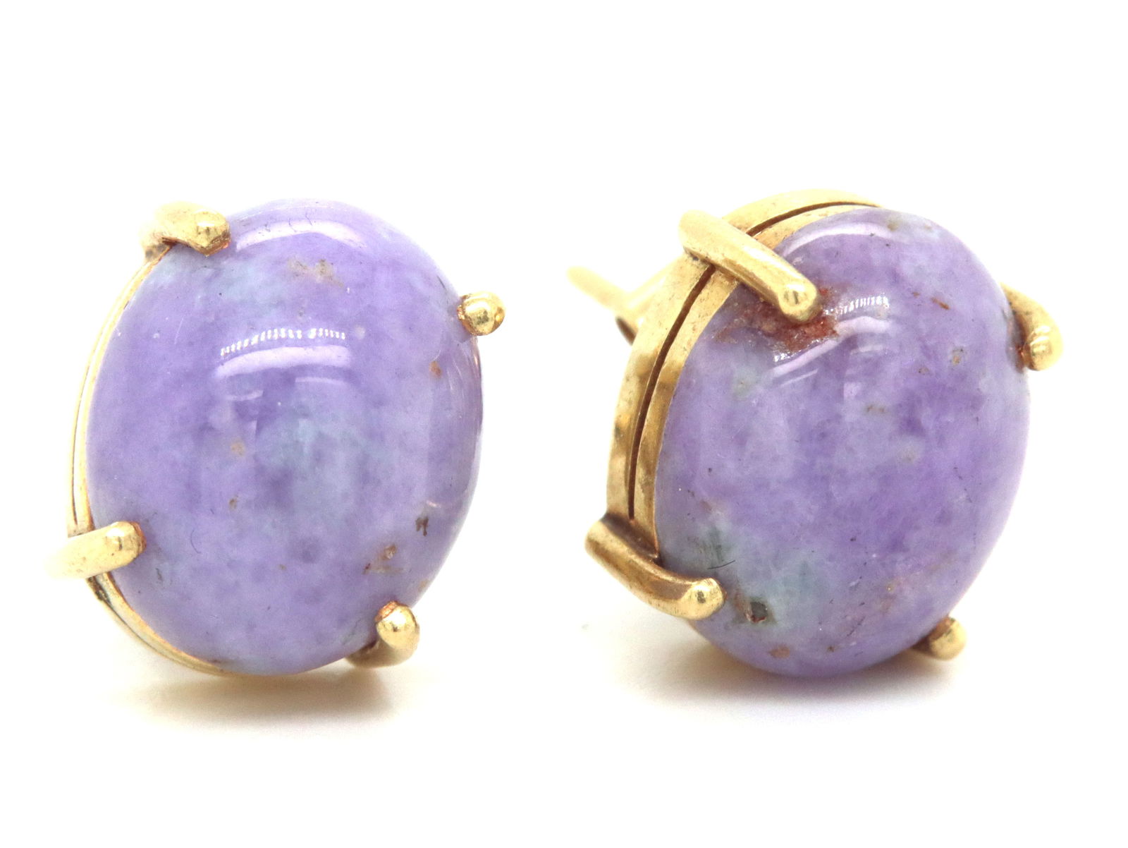 18kt Yellow gold Lavender Jade stud earrings (1 of 3)