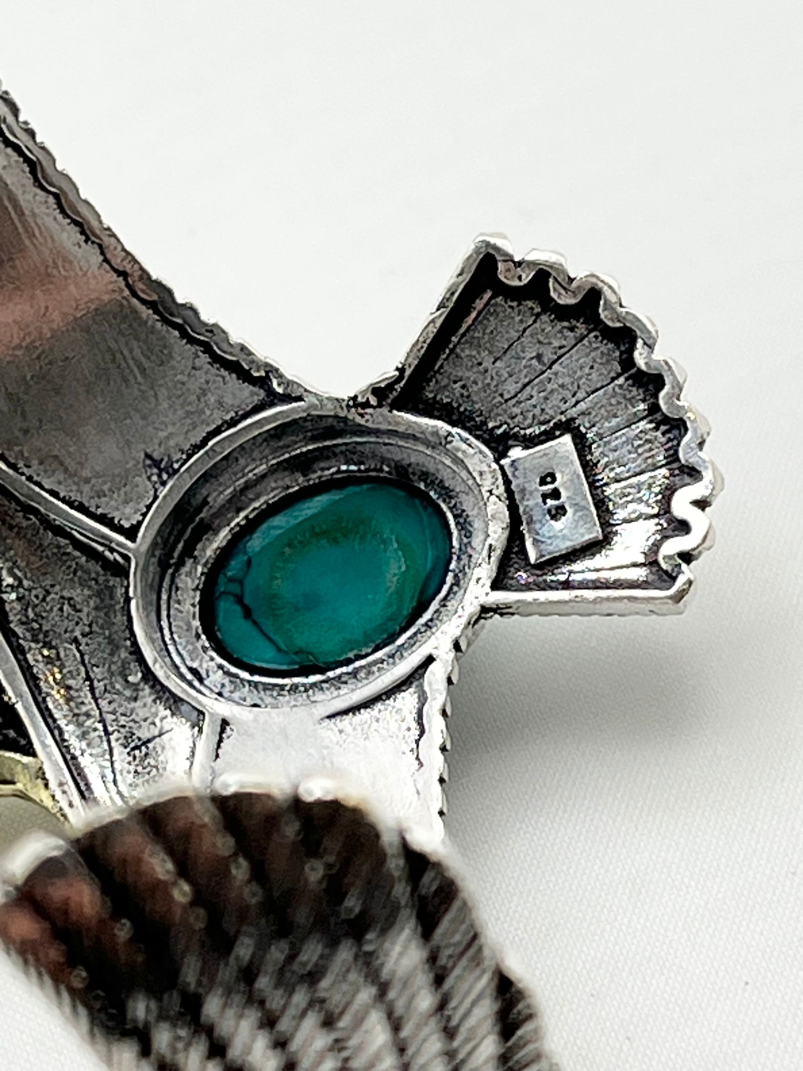 925 Sterling Silver Turquoise Eahle Cuff - 4