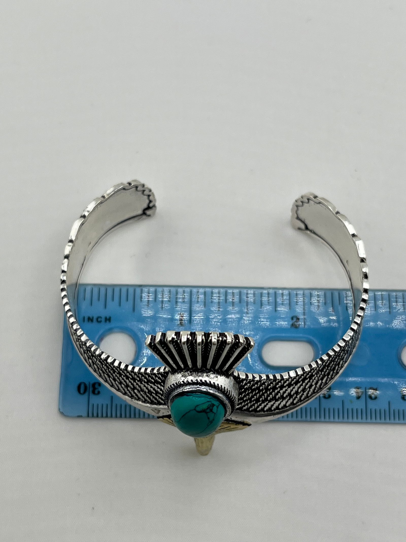 925 Sterling Silver Turquoise Eahle Cuff - 6