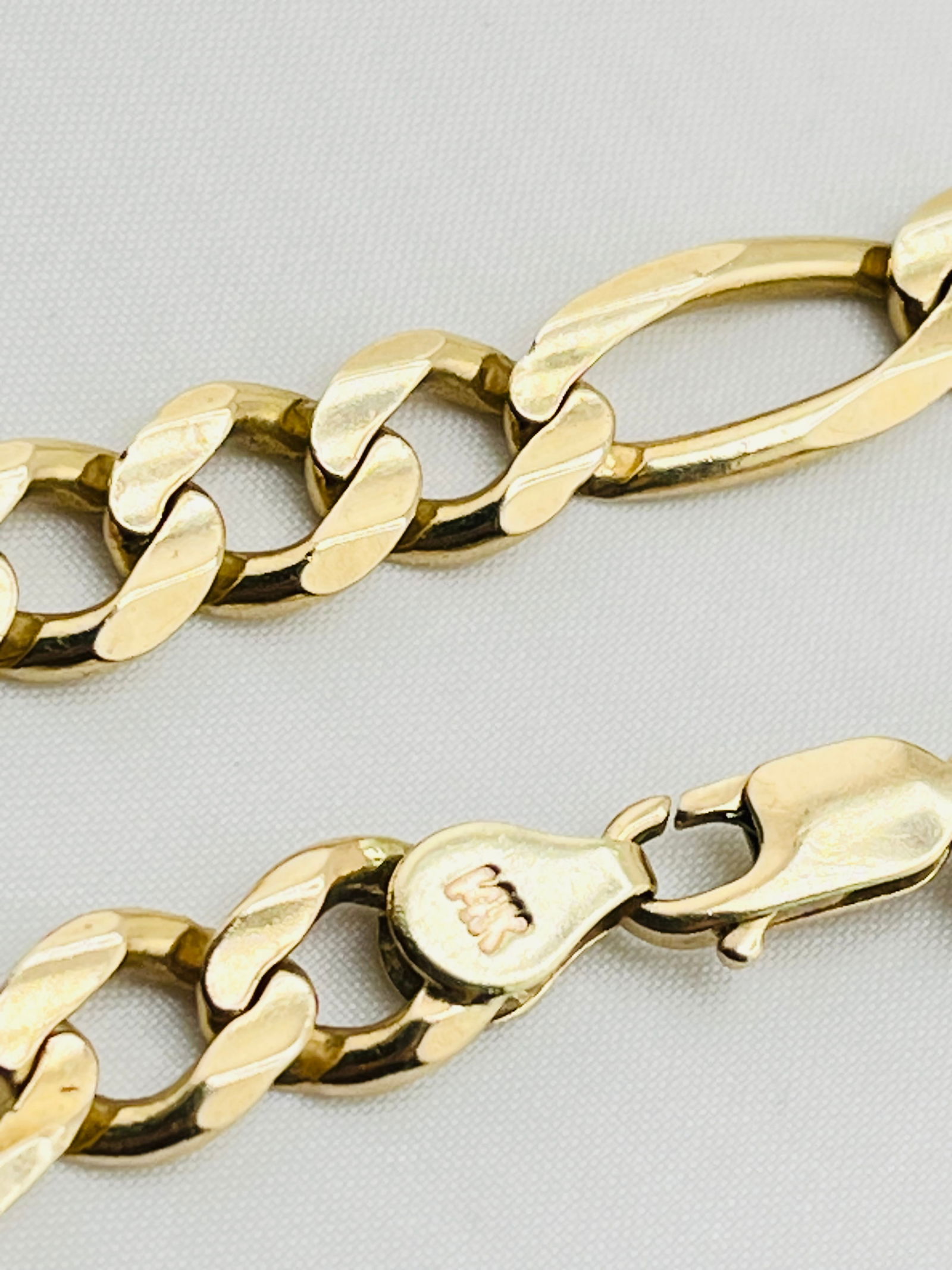 14KT Yellow Gold Flat Solid Figaro Chain Bracelet - 4