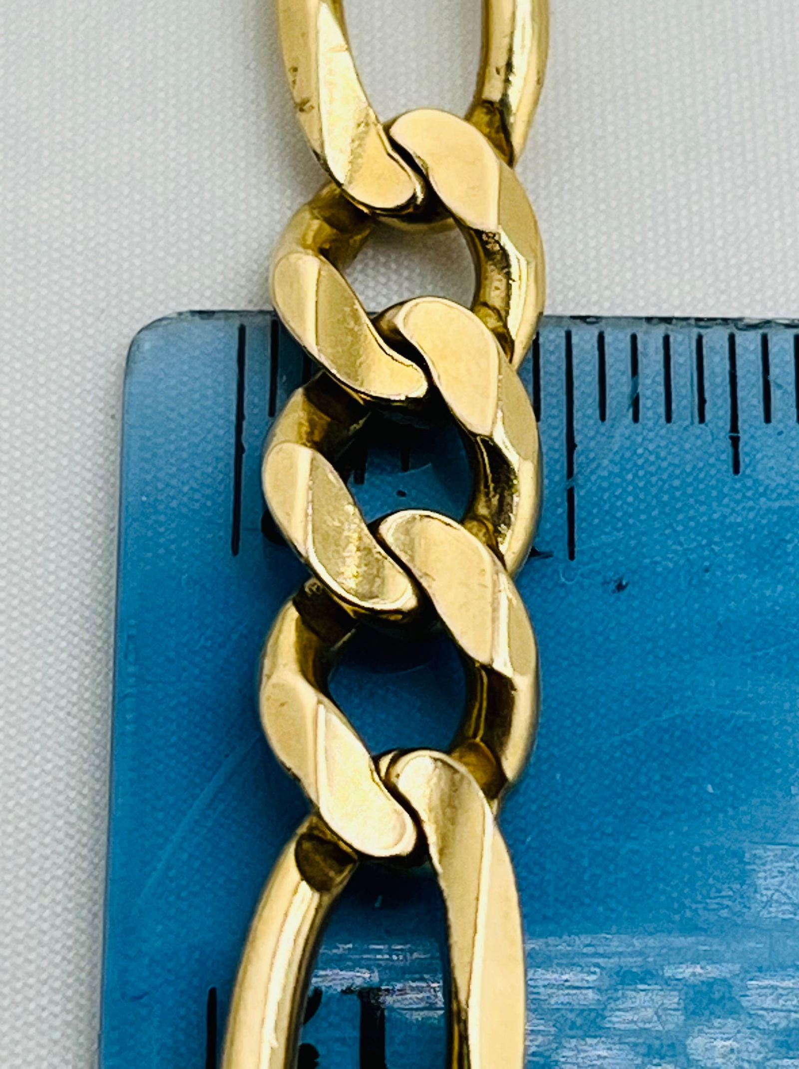 14KT Yellow Gold Flat Solid Figaro Chain Bracelet - 5