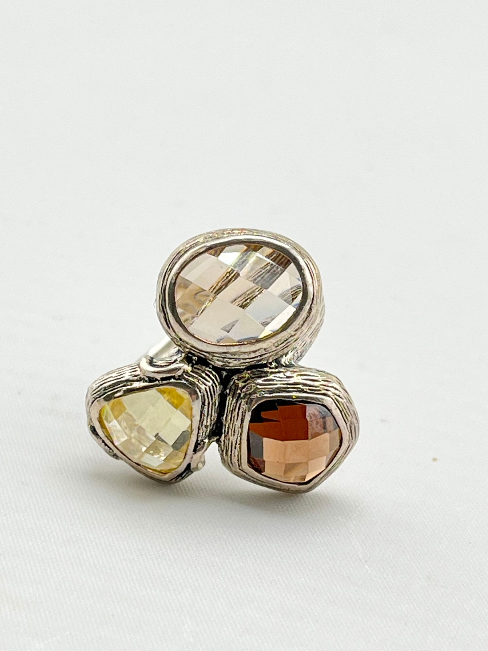 925 Sterling Silver Silpada Harmony Facetyed CZ Glass Ring (1 of 5)