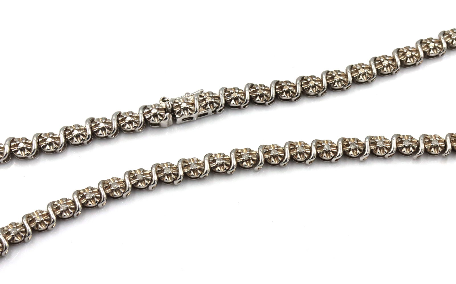 925 Sterling silver cubic zirconia link chain necklace (1 of 2)