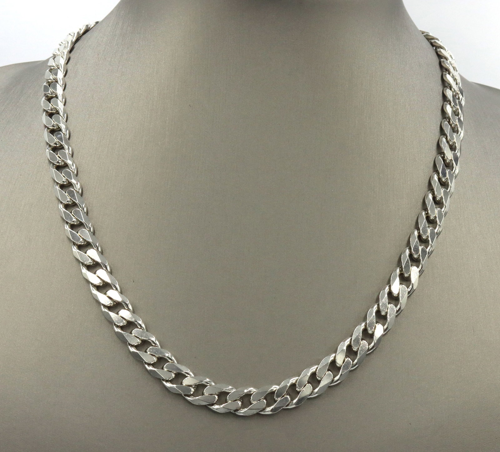 925 Sterling silver 8mm flat curb link chain necklace (1 of 4)