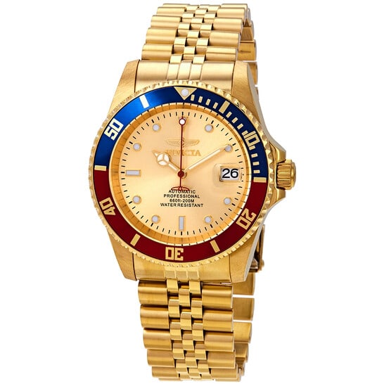 Invicta Pro Diver Automatic Gold Dial Stainless Steel Men’s Watch – Pepsi Bezel (1 of 3)